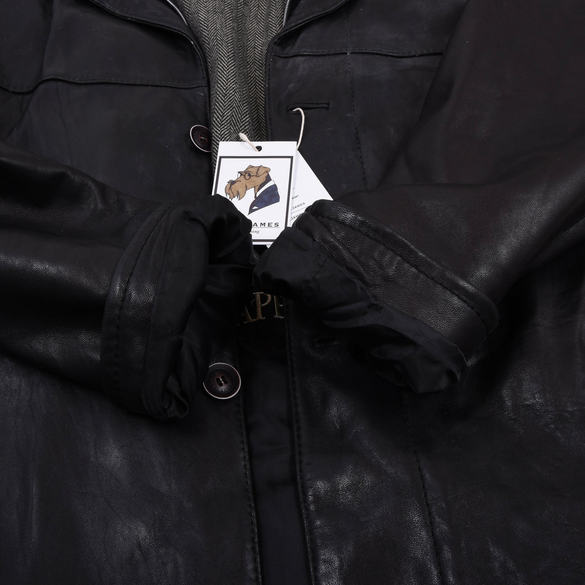 Trapper Lamb Nappa Leather Jacket Size 58 - Black