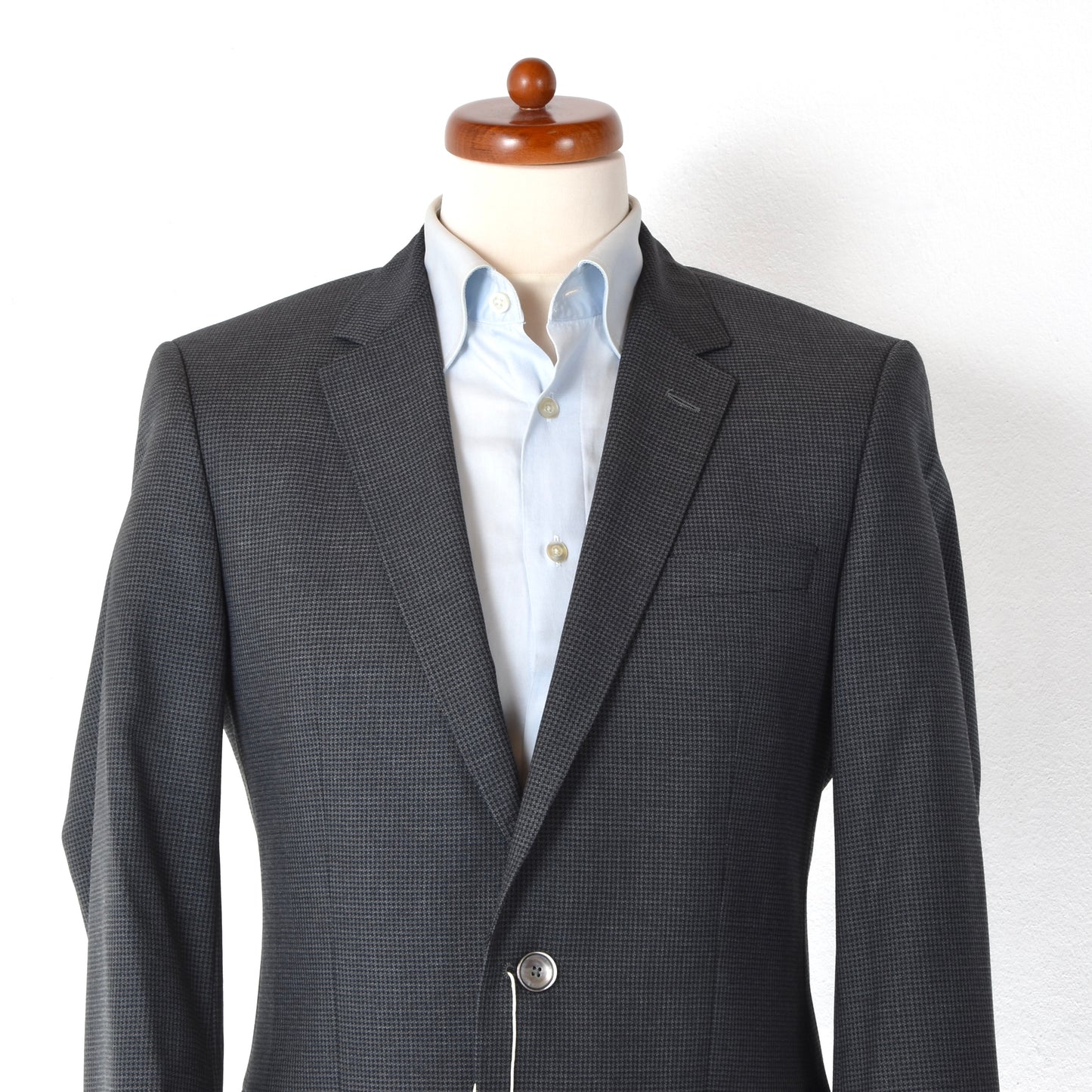 Hugo Boss Wool Jacket Size 48 ca. 52cm - Grey Micro Houndstooth