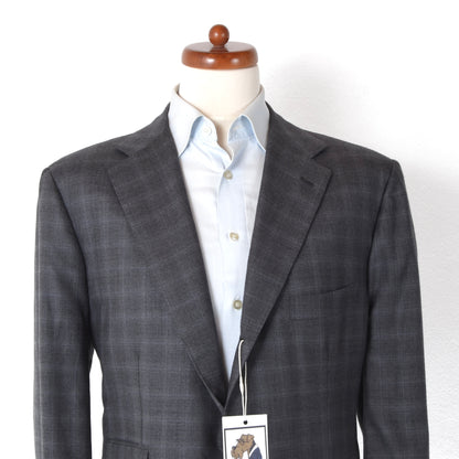 Kiton Napoli 13.2 Micron Wool Suit Size 54  ca. 57.5cm - Grey Plaid