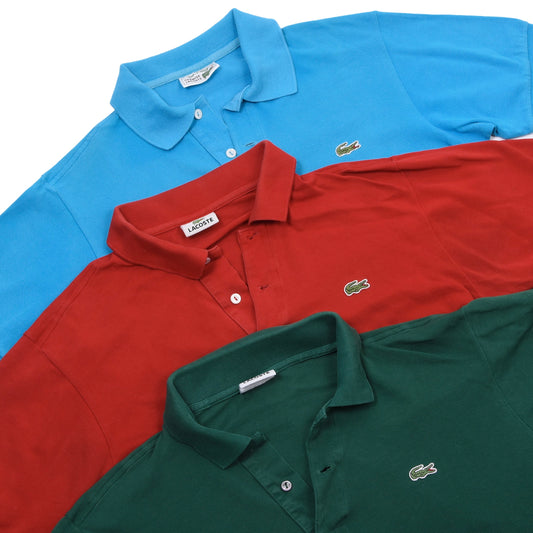Vintage Lacoste 3er Polo-Shirts Made in France Größe 4 ca. 50,5-54cm - Petrol/Rot/Grün