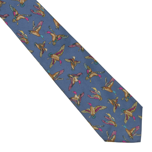 Salvatore Ferragmamo Silk Tie ca. 139cm/8.7cm - Blue Ducks