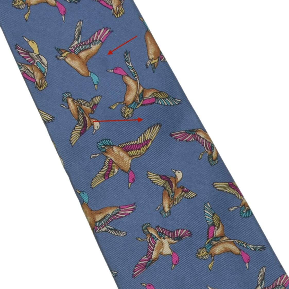 Salvatore Ferragmamo Silk Tie ca. 139cm/8.7cm - Blue Ducks