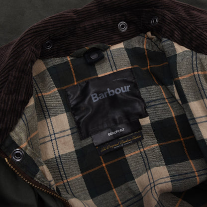 Barbour Beaufort Waxed Jacket Size 42 Chest ca. 61cm - Green