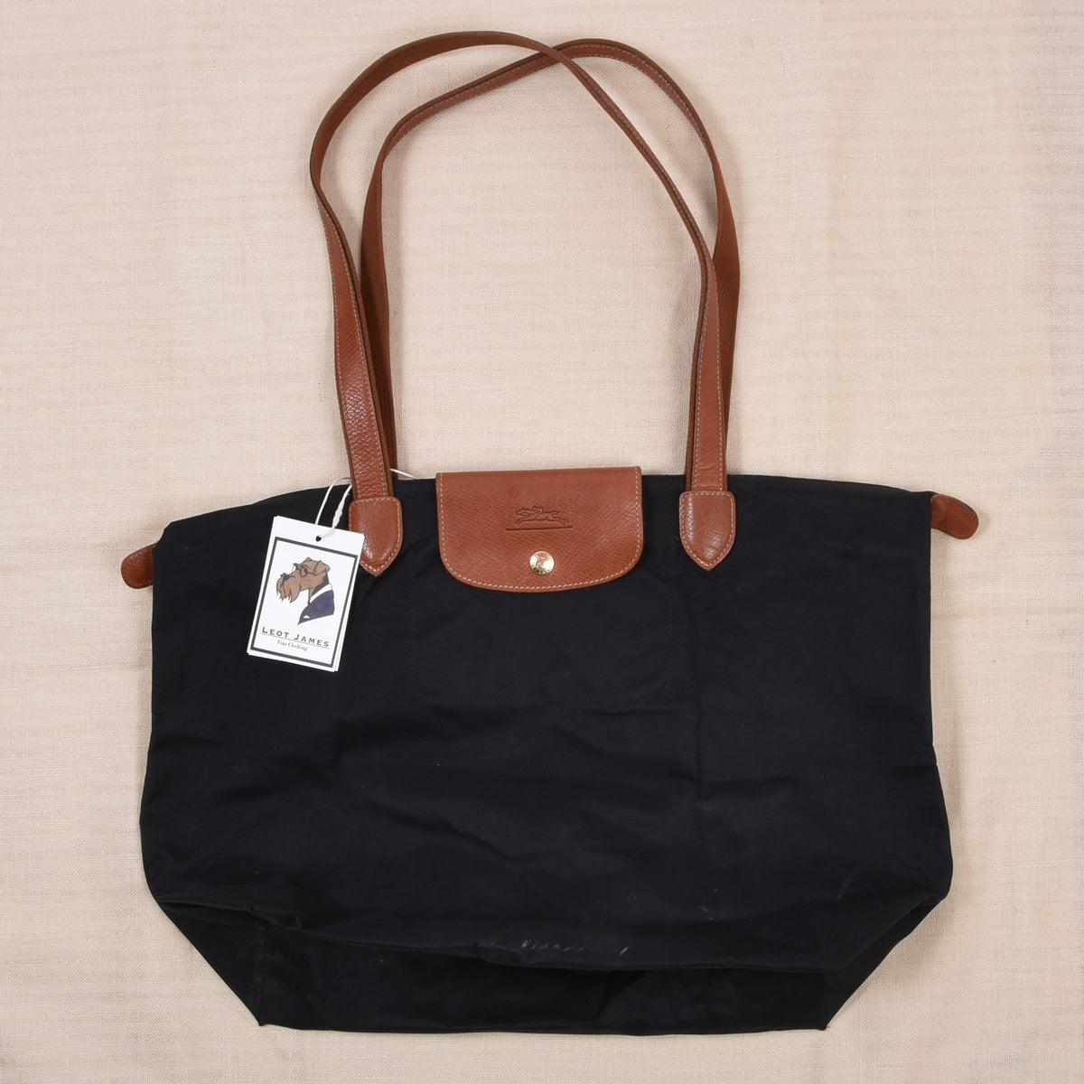 Longchamp Paris Le Pliage "Shopping" Tasche ca. 34cm Made in France - Schwarz