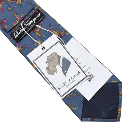 Salvatore Ferragmamo Silk Tie ca. 139cm/8.7cm - Blue Ducks