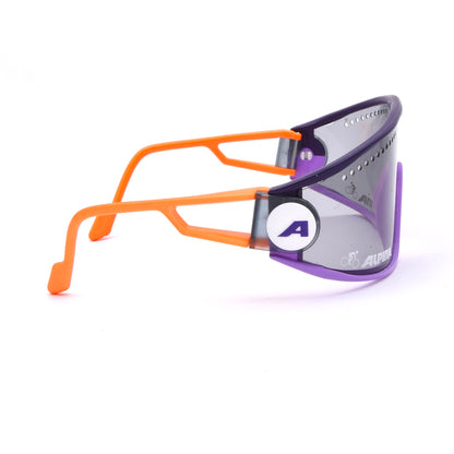 Vintage Alpina Superbike S Shield Radsport-Sonnenbrille Made in West Germany - Lila/Orange