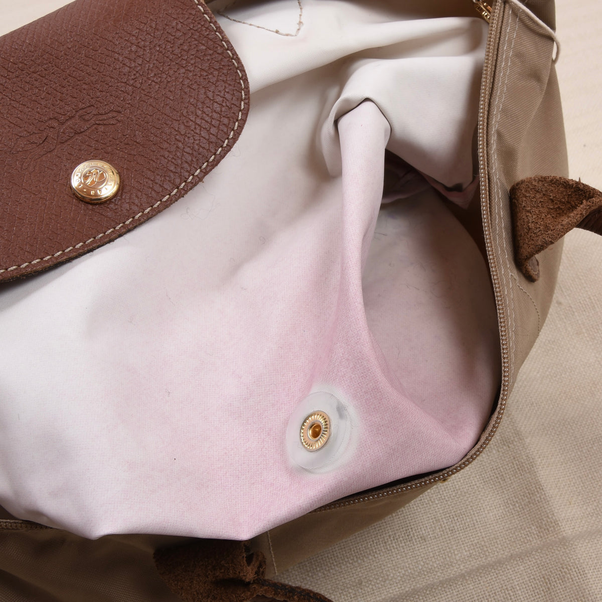 Longchamp Paris Le Pliage „Shopping“ Tasche ca. 37cm – Beige
