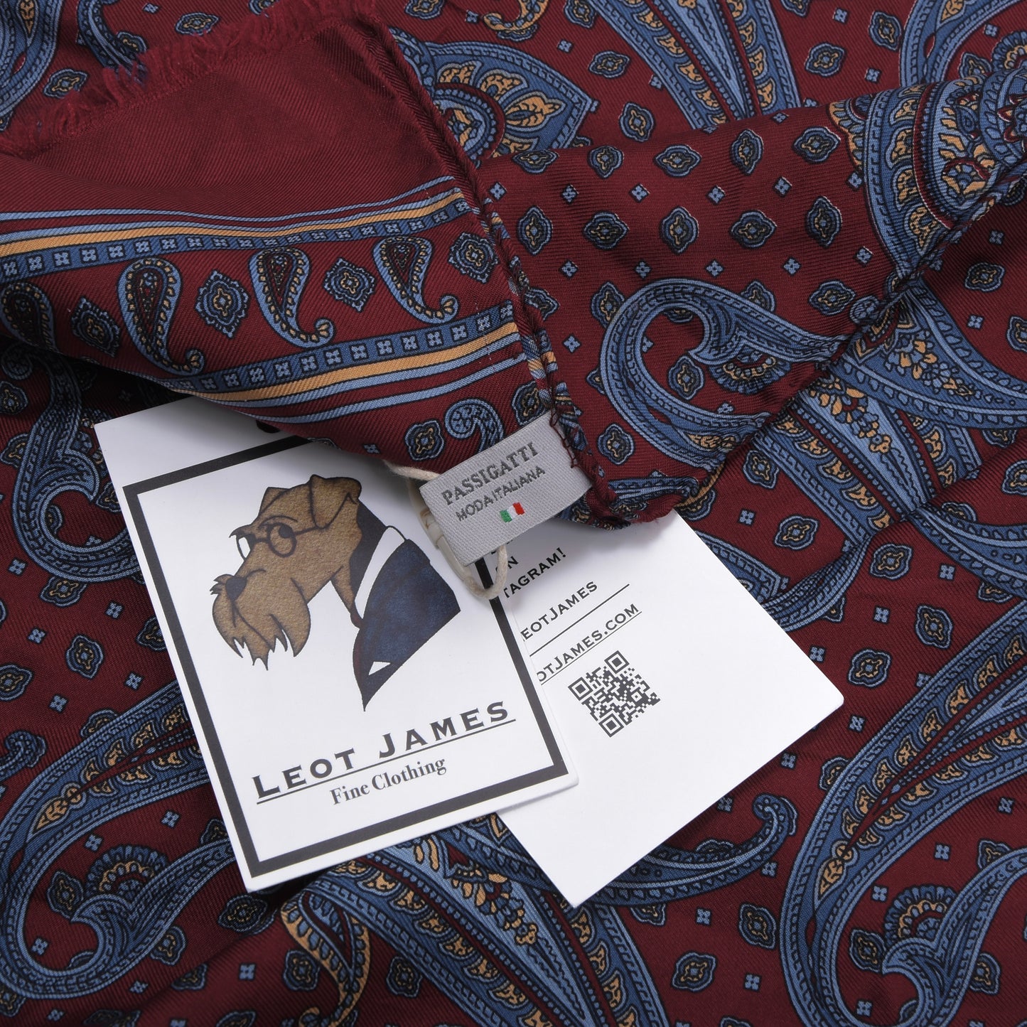 Passigatti 100% Silk Dress Scarf ca. 152cm - Burgundy Paisley