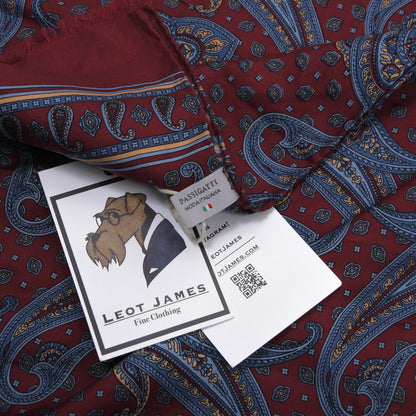 Passigatti 100% Silk Dress Scarf ca. 152cm - Burgundy Paisley