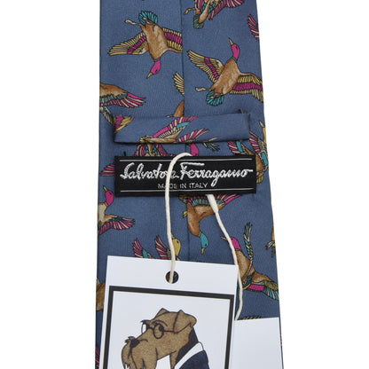 Salvatore Ferragmamo Silk Tie ca. 139cm/8.7cm - Blue Ducks