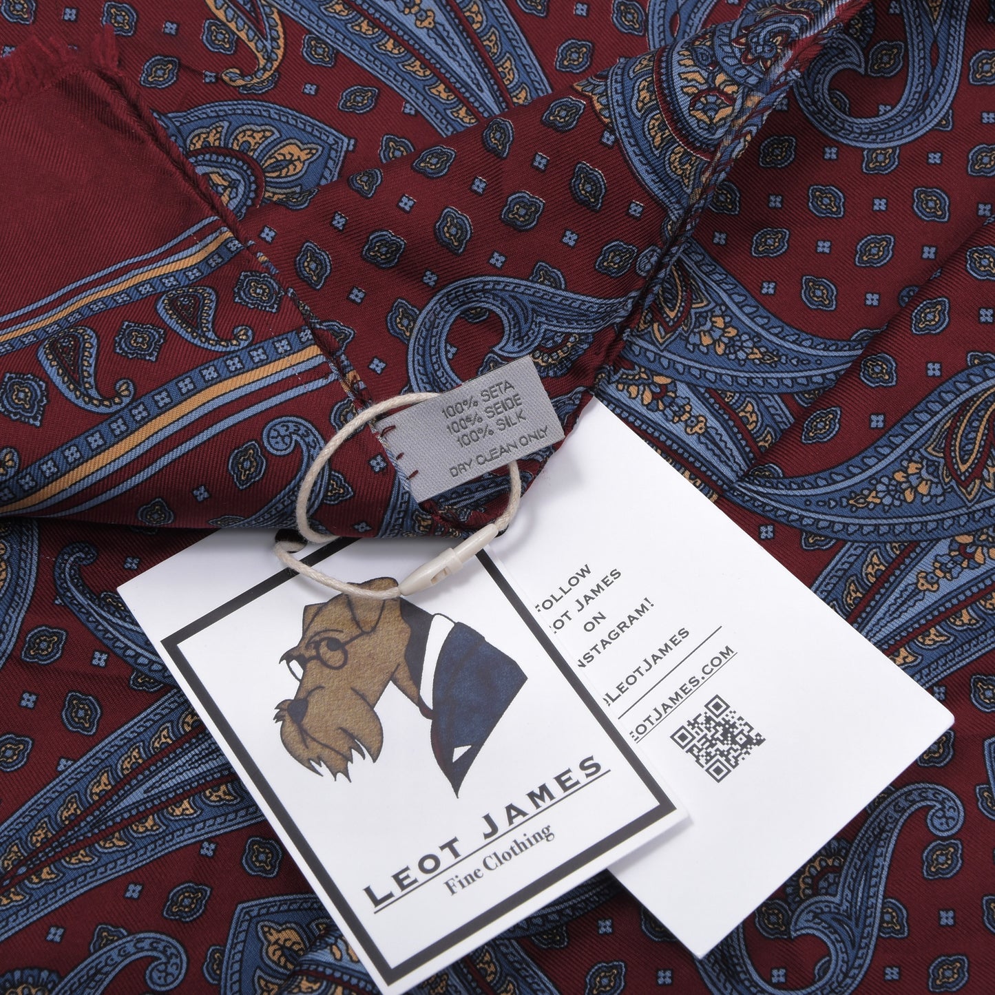 Passigatti 100% Silk Dress Scarf ca. 152cm - Burgundy Paisley