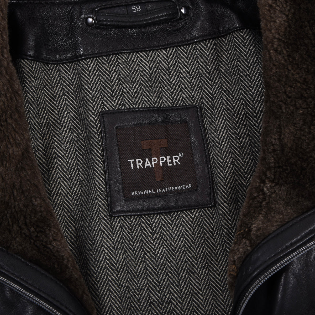 Trapper Lamb Nappa Leather Jacket Size 58 - Black