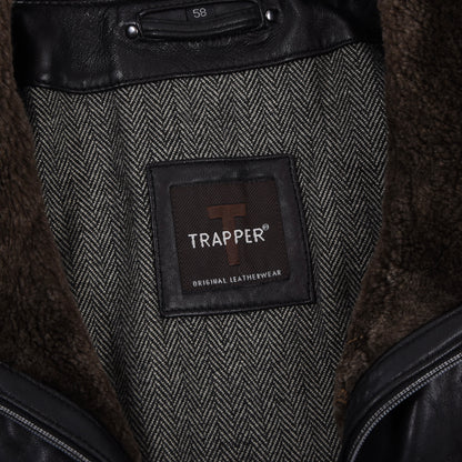 Trapper Lamb Nappa Leather Jacket Size 58 - Black