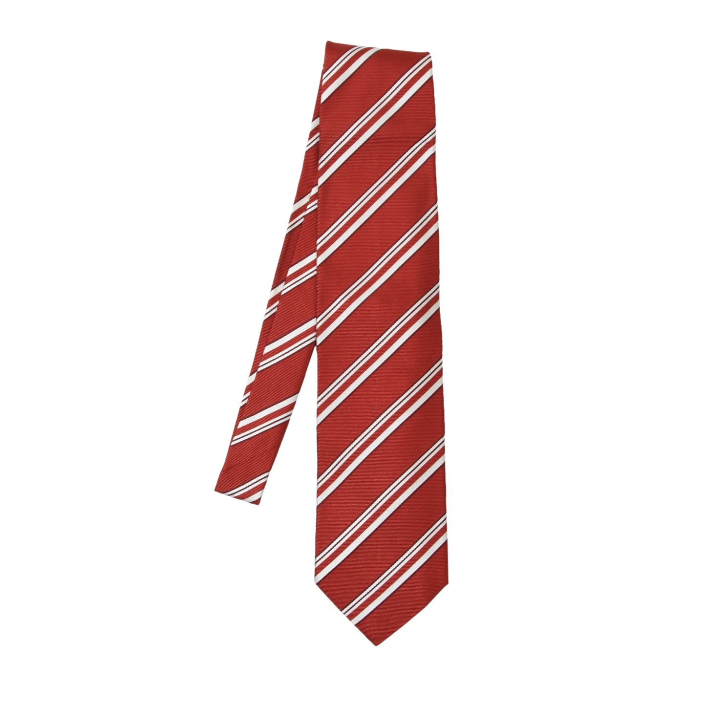 Ermenegildo Zegna Silk-Cotton Tie ca. 152cm/9.5cm - Red-Orange Stripes