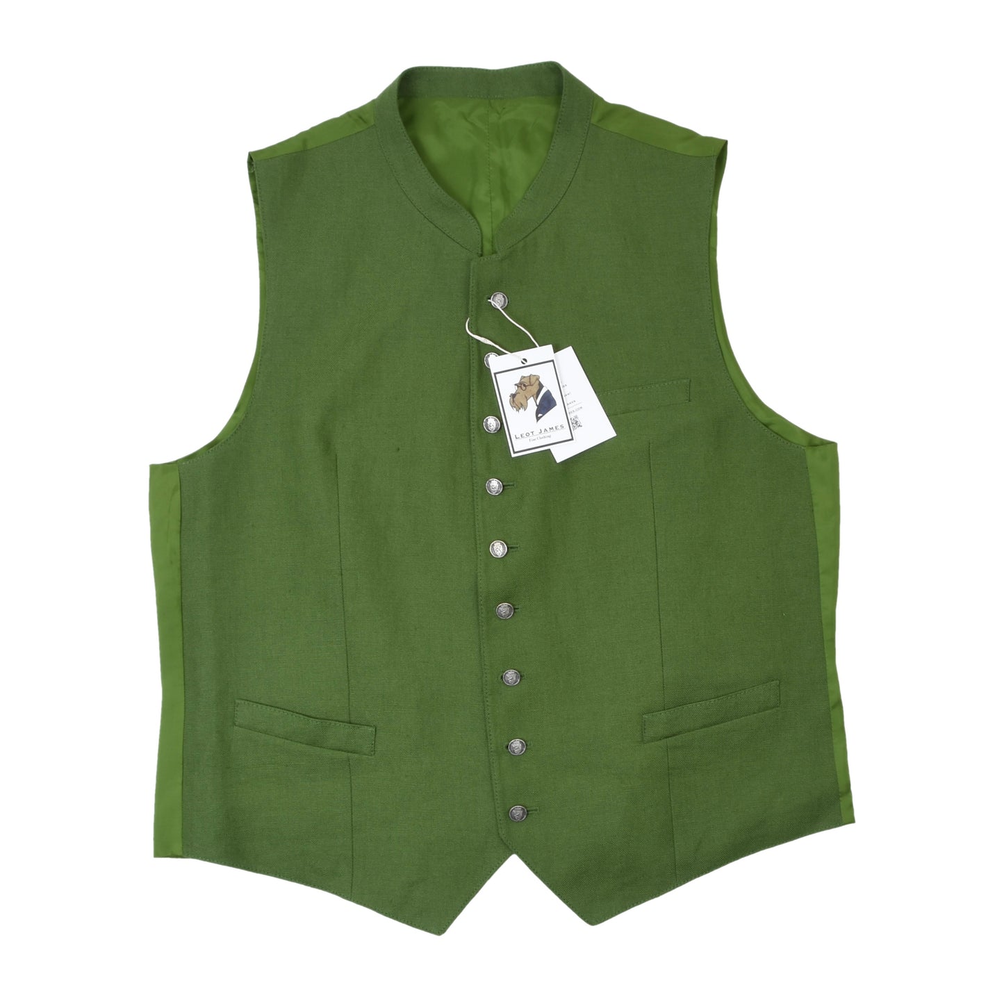 Allwerk Linen Vest/Trachtengilet Size 56 - Green