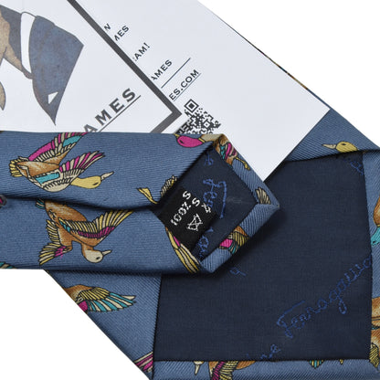 Salvatore Ferragmamo Silk Tie ca. 139cm/8.7cm - Blue Ducks