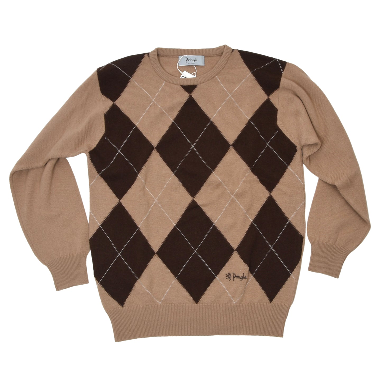 Pringle of Scotland Wool Argyle Sweater Size S - Tan