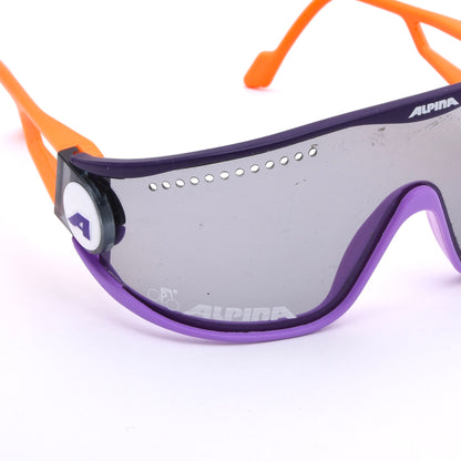 Vintage Alpina Superbike S Shield Radsport-Sonnenbrille Made in West Germany - Lila/Orange