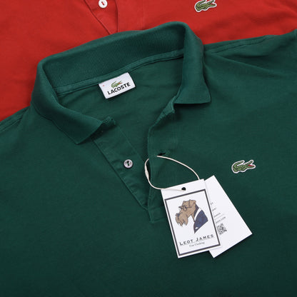 Vintage Lacoste 3er Polo-Shirts Made in France Größe 4 ca. 50,5-54cm - Petrol/Rot/Grün
