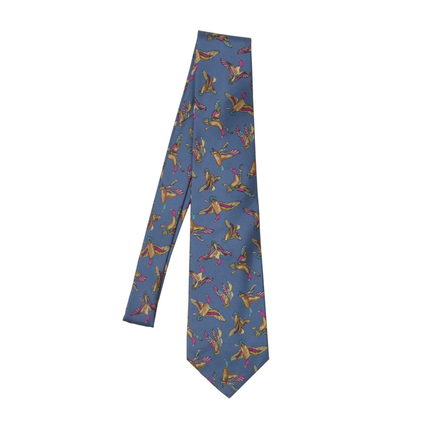 Salvatore Ferragmamo Silk Tie ca. 139cm/8.7cm - Blue Ducks