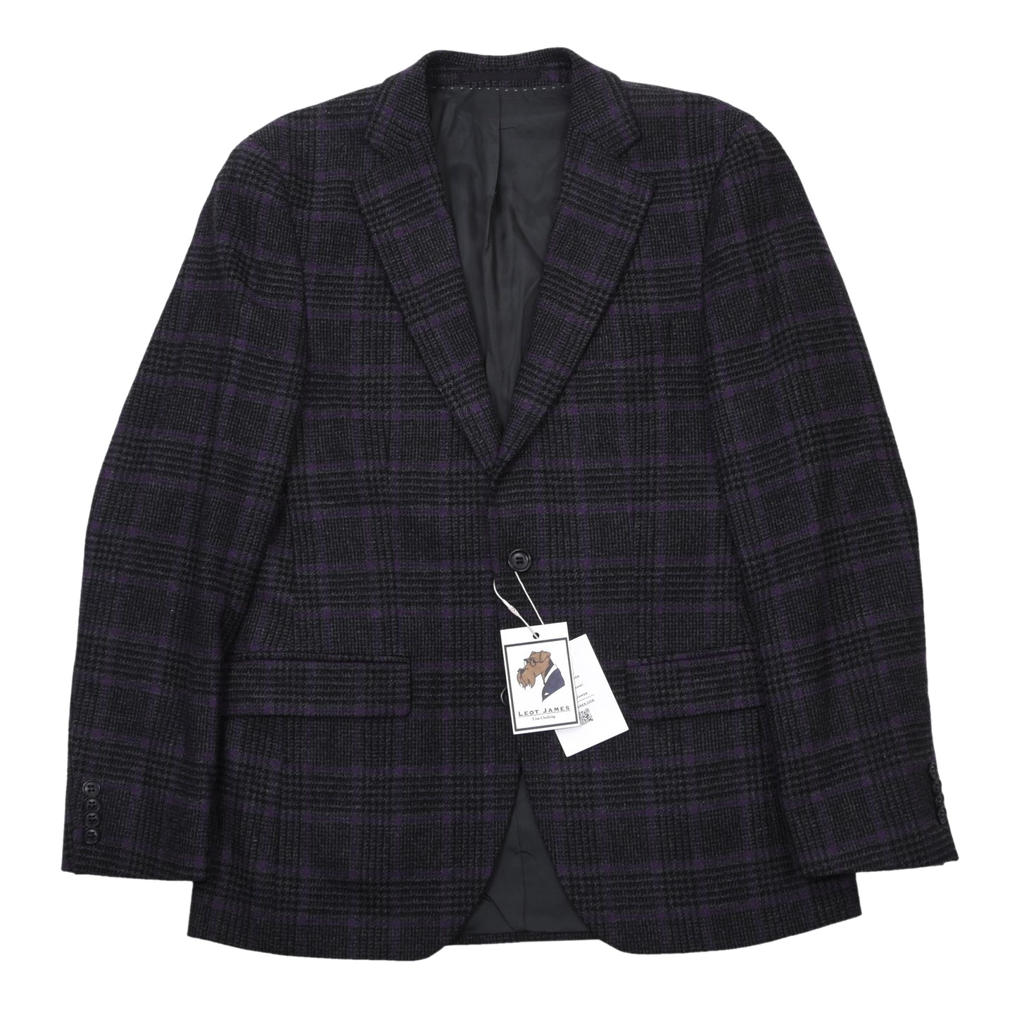 Don Gil Woll-Kaschmir Sakko Gr. 46 Brust ca. 50cm - Lila Windowpane-Muster