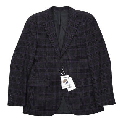 Don Gil Woll-Kaschmir Sakko Gr. 46 Brust ca. 50cm - Lila Windowpane-Muster
