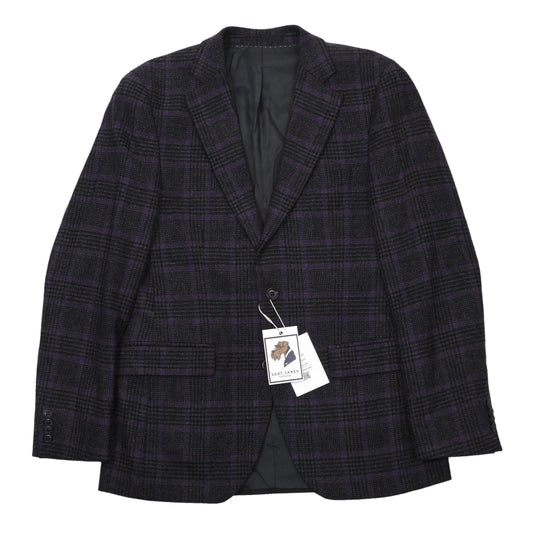 Don Gil Woll-Kaschmir Sakko Gr. 46 Brust ca. 50cm - Lila Windowpane-Muster