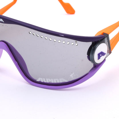 Vintage Alpina Superbike S Shield Radsport-Sonnenbrille Made in West Germany - Lila/Orange