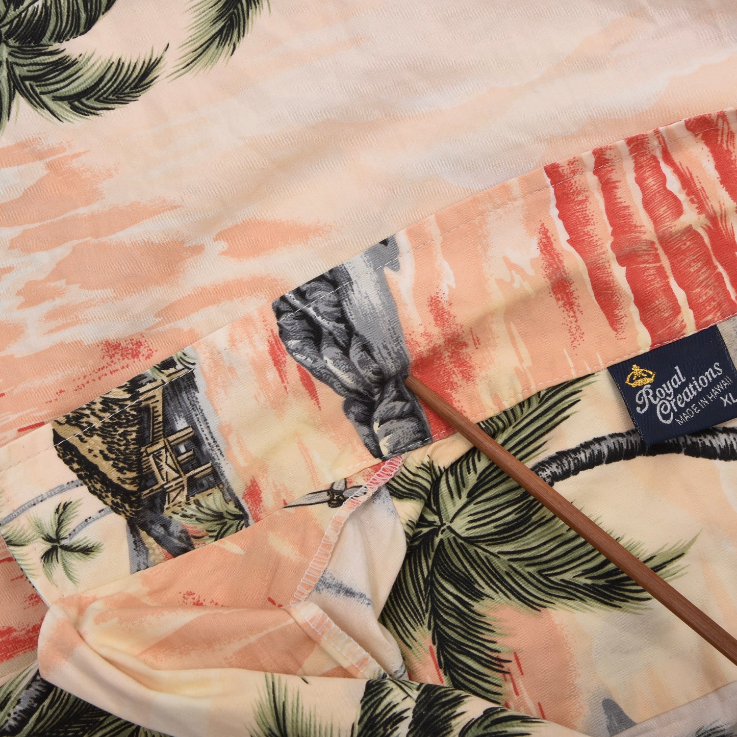 Royal Creations Aloha Shirt Size XL ca. 64cm Made in Hawaii - Palm Print