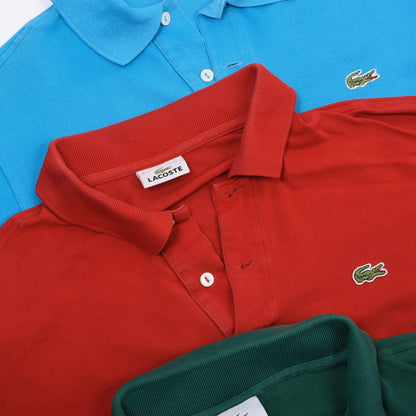 Vintage Lacoste 3er Polo-Shirts Made in France Größe 4 ca. 50,5-54cm - Petrol/Rot/Grün