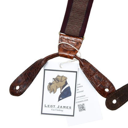 Classic Ribbon Braces/Suspenders -  Burgundy/Gold