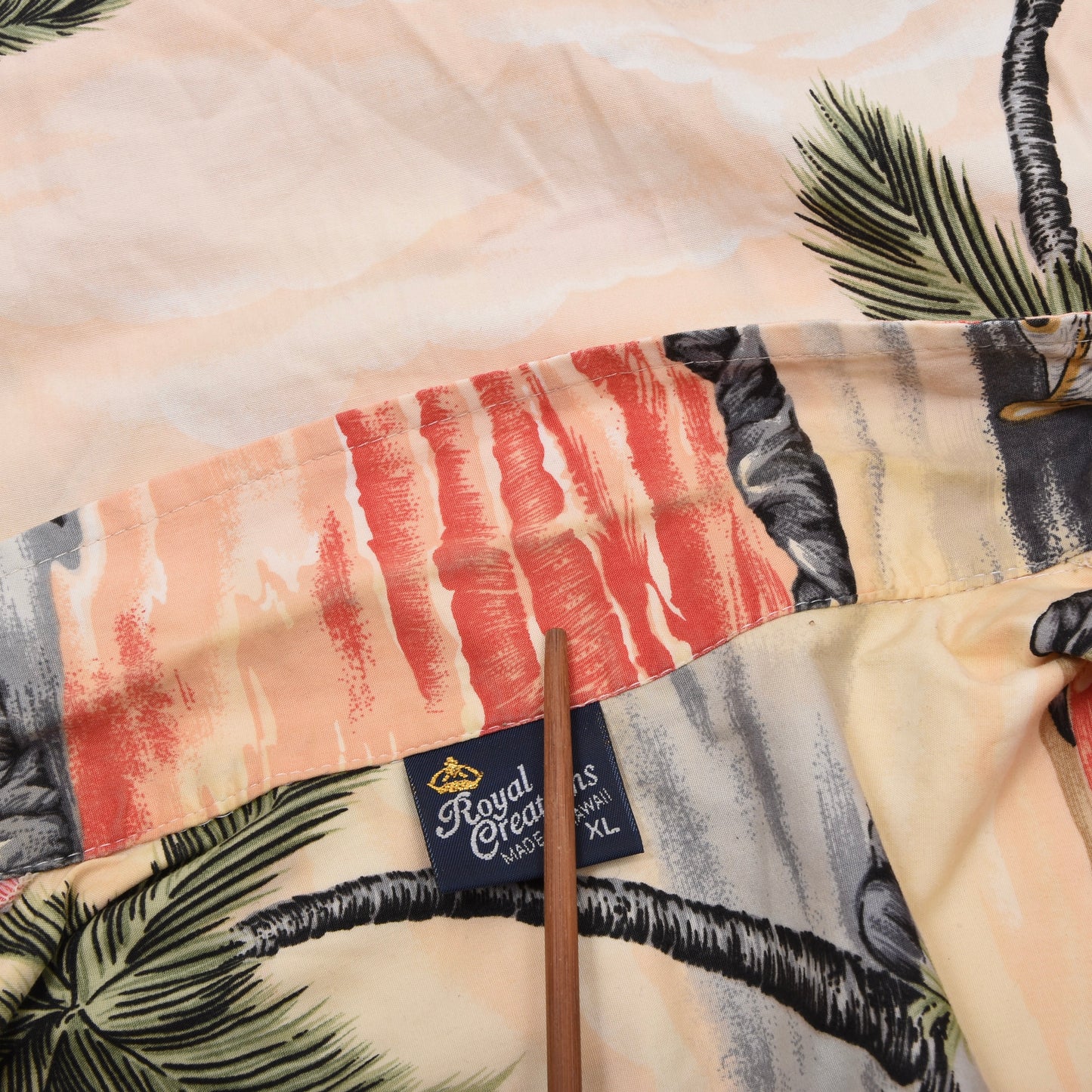 Royal Creations Aloha Shirt Size XL ca. 64cm Made in Hawaii - Palm Print