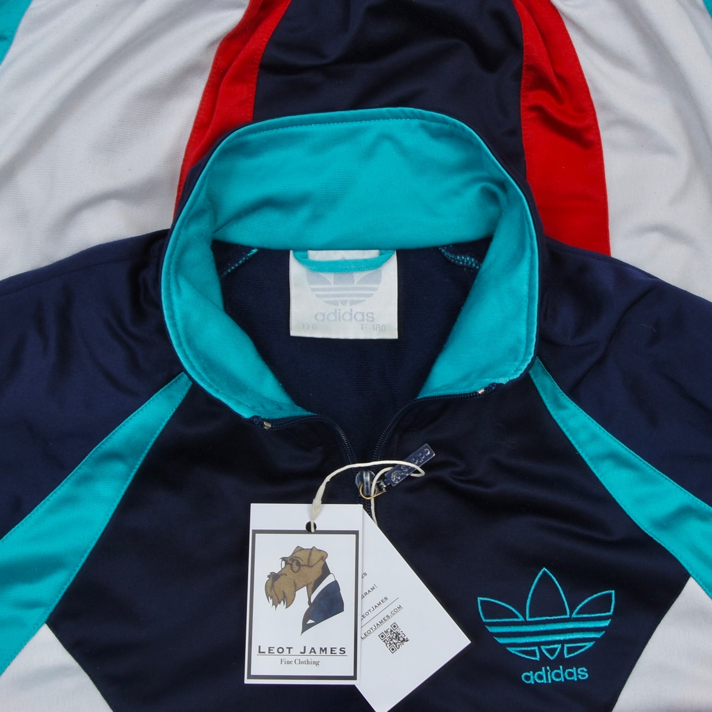 Vintage Adidas 1990 Jogginganzug Größe D6 - Marinblau, Smaragdgrün, Rot