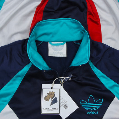 Vintage 1990s Adidas Track Suit Size D6 - Navy, Teal, Red