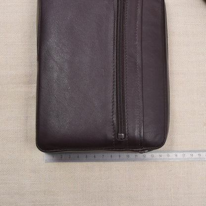NOS Set of 2 Leather Travel Pouches ca. 20cm - Brown/Burgundy