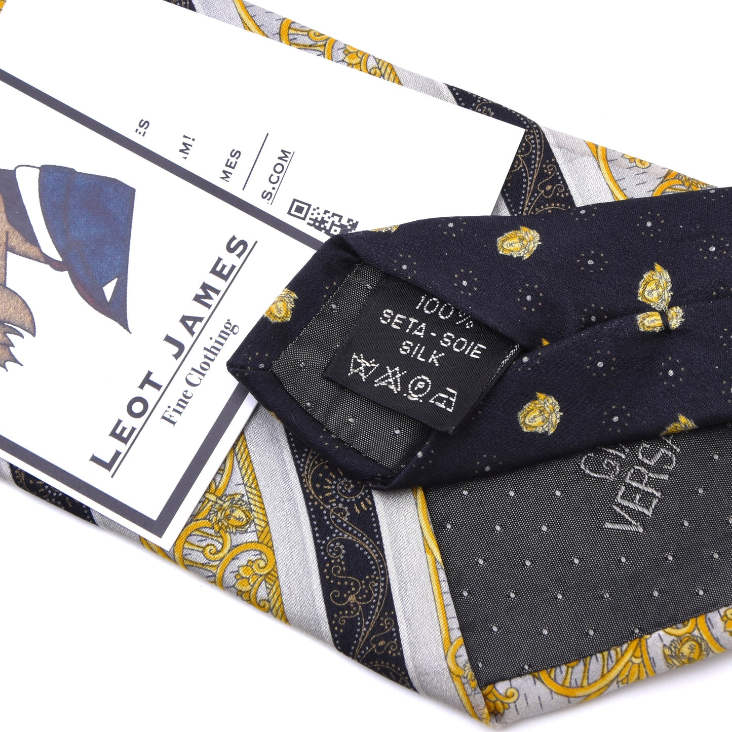 Vintage Gianni Versace Silk Tie ca. 150.5cm/9cm - Gold Barocco