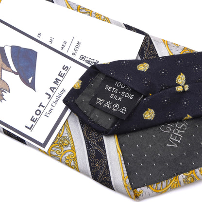 Vintage Gianni Versace Silk Tie ca. 150.5cm/9cm - Gold Barocco
