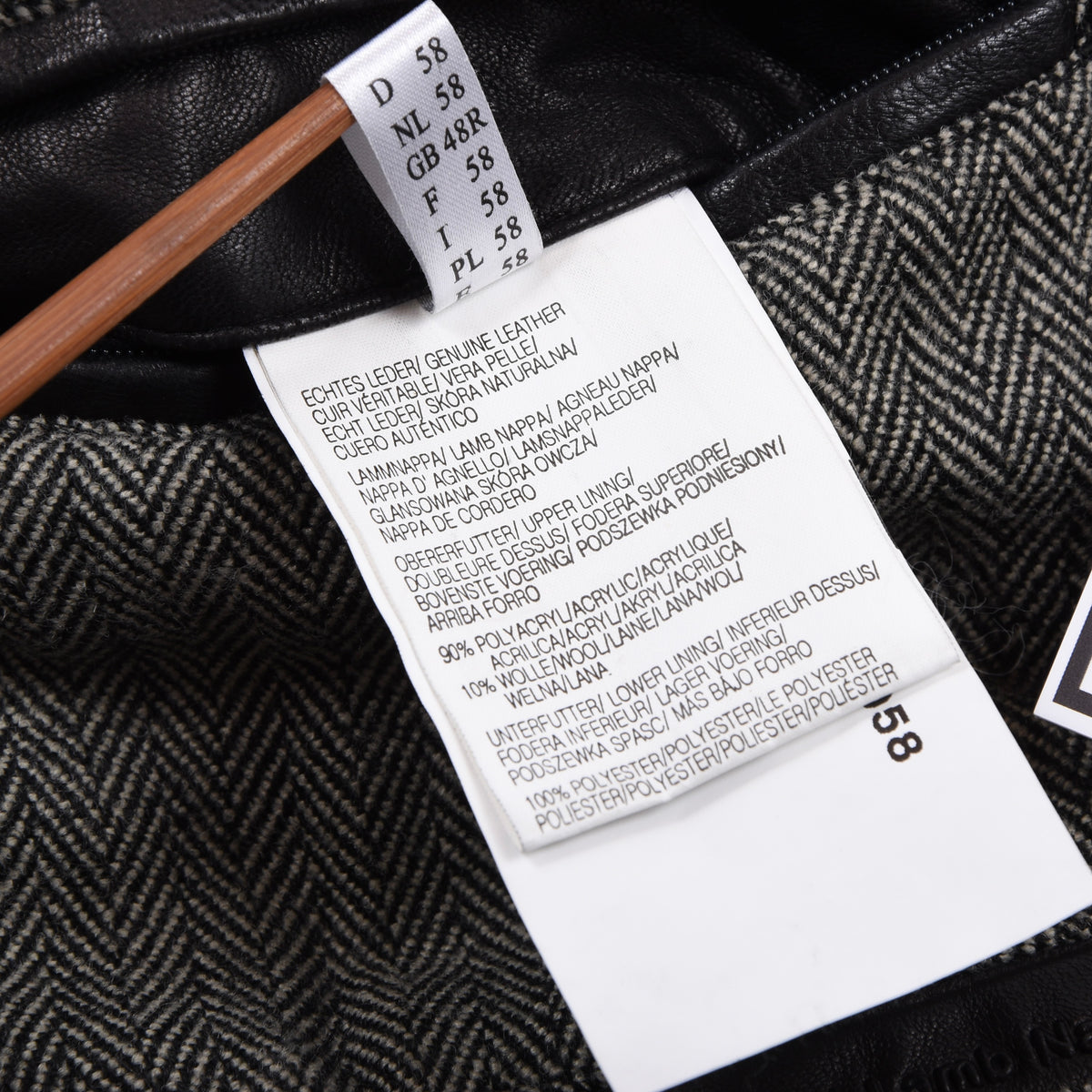 Trapper Lamb Nappa Leather Jacket Size 58 - Black