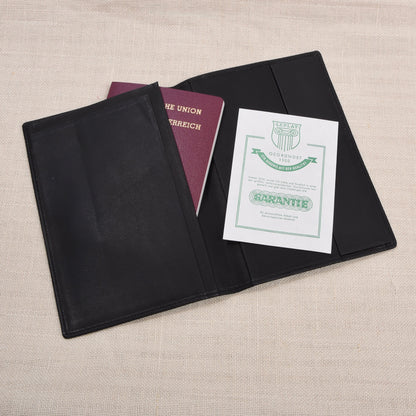 NOS Leplat Leather Passport Cover/Wallet Made in Germany - Charcoal