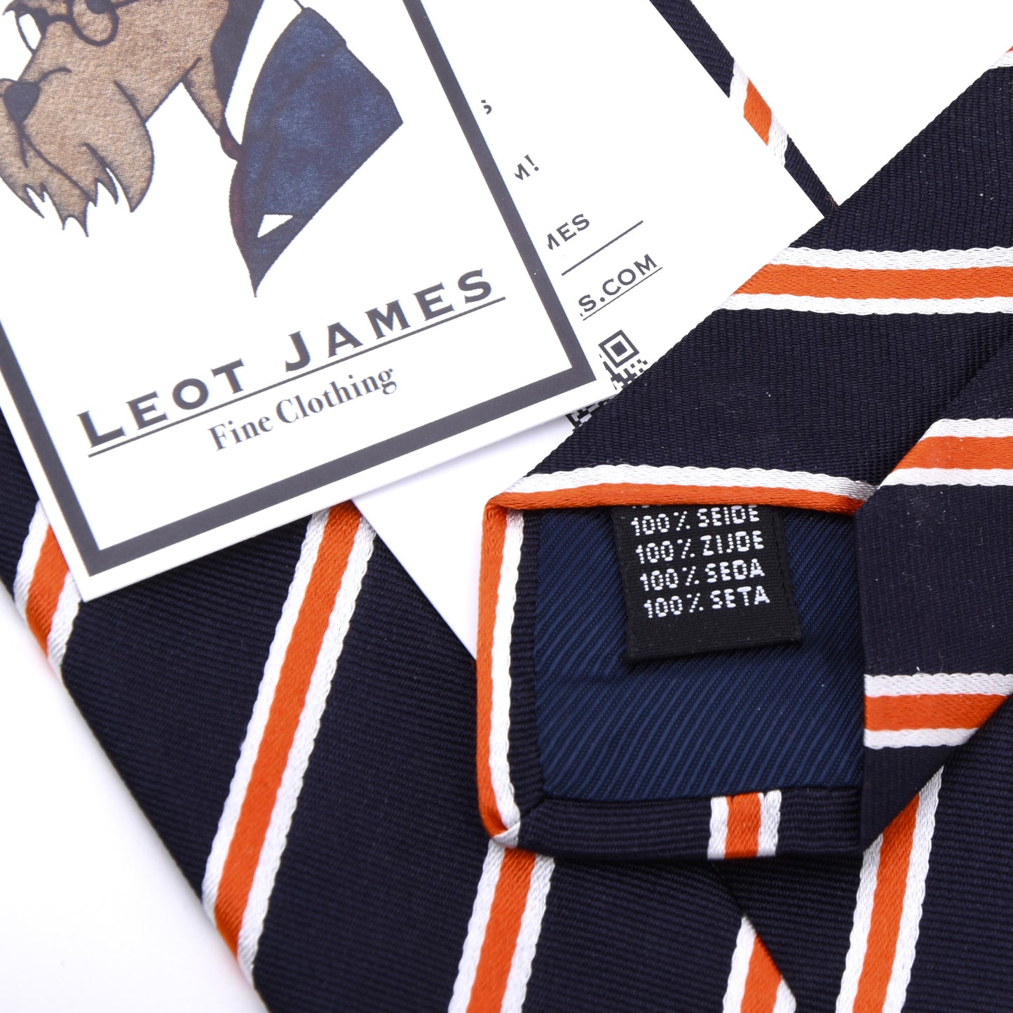 Modesto Bertotto Seidenkrawatte ca. 145,5cm/9,5cm - Navy/Orange gestreift