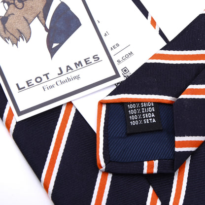 Modesto Bertotto Seidenkrawatte ca. 145,5cm/9,5cm - Navy/Orange gestreift