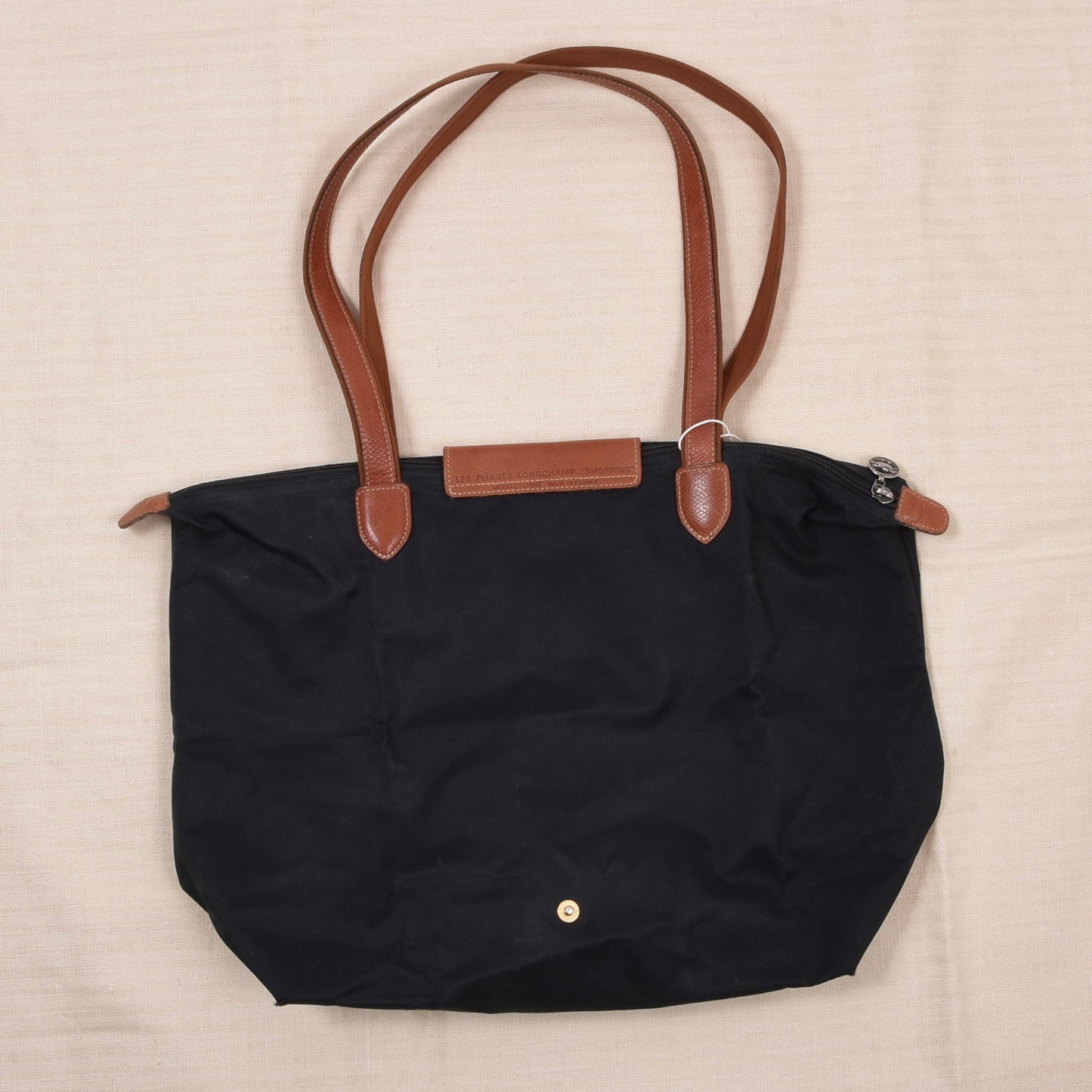 Longchamp Paris Le Pliage "Shopping" Tasche ca. 34cm Made in France - Schwarz