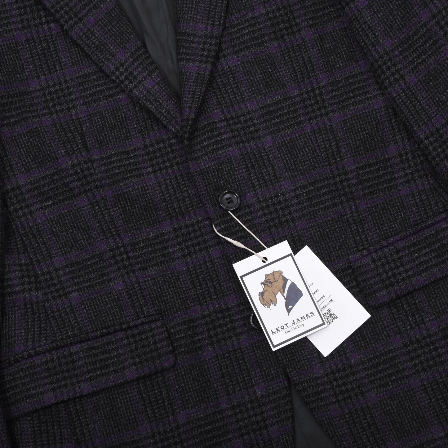 Don Gil Woll-Kaschmir Sakko Gr. 46 Brust ca. 50cm - Lila Windowpane-Muster