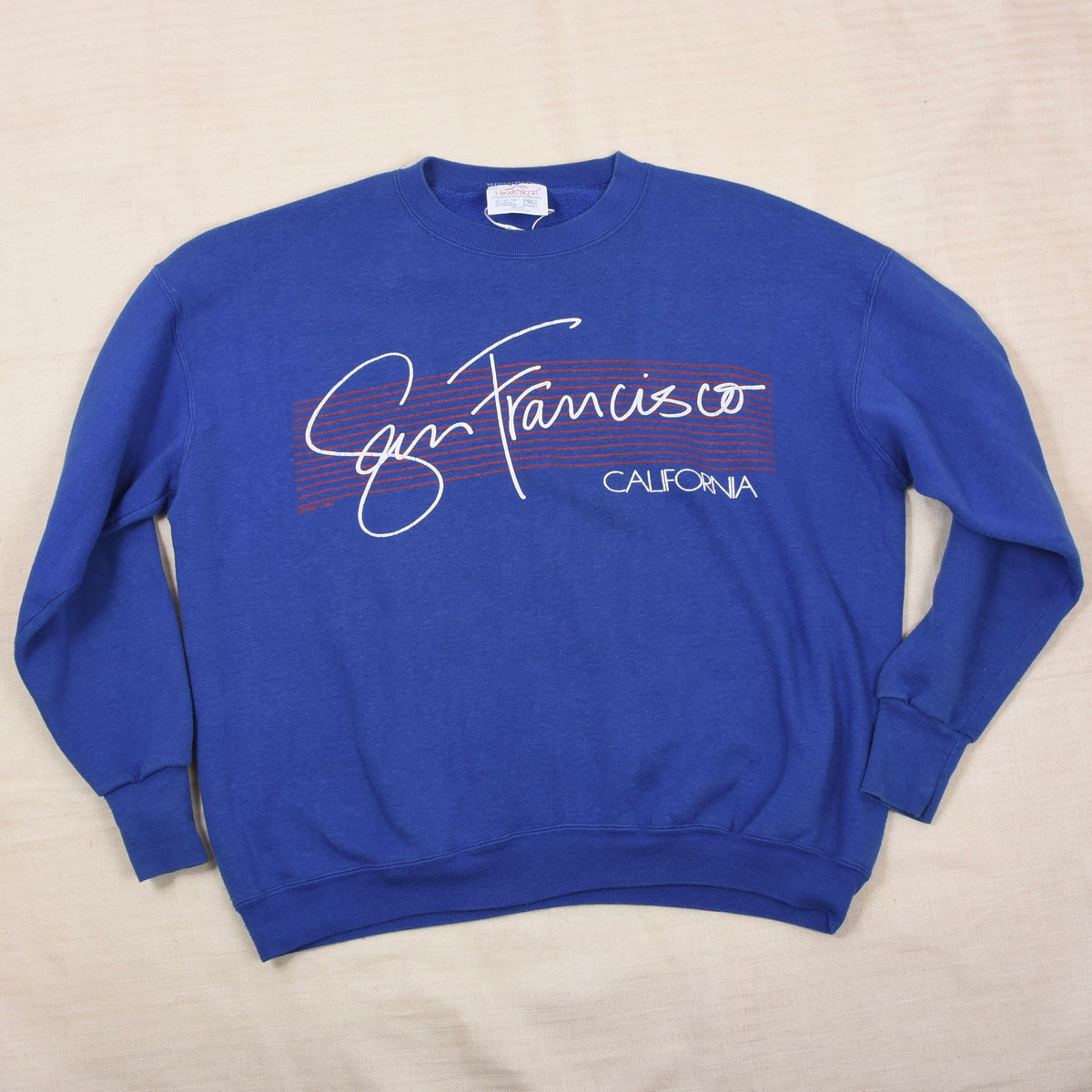 Vintage 1980-90er San Francisco x Healthknit Sweatshirt Gr. XL Made in the USA - Blau