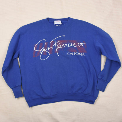 Vintage 1980-90er San Francisco x Healthknit Sweatshirt Gr. XL Made in the USA - Blau