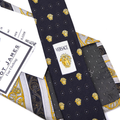 Vintage Gianni Versace Silk Tie ca. 150.5cm/9cm - Gold Barocco