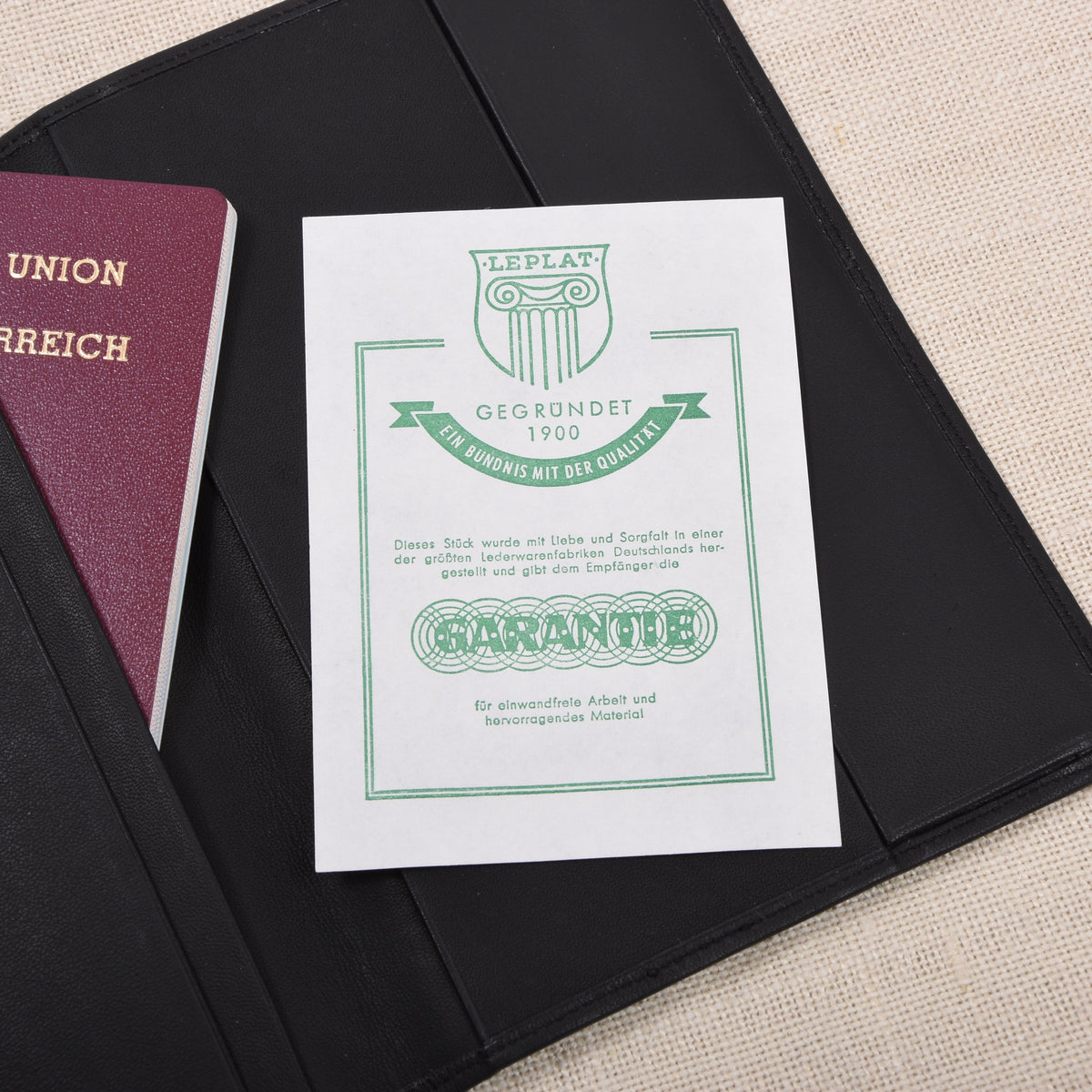 NOS Leplat Leather Passport Cover/Wallet Made in Germany - Charcoal