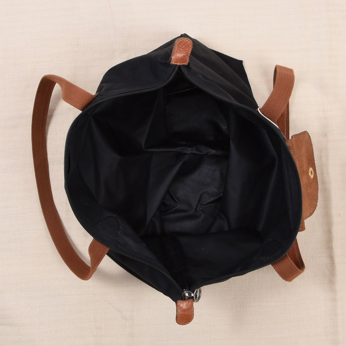 Longchamp Paris Le Pliage "Shopping" Tasche ca. 34cm Made in France - Schwarz