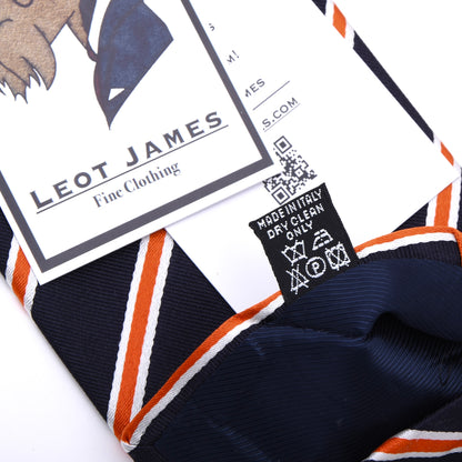 Modesto Bertotto Seidenkrawatte ca. 145,5cm/9,5cm - Navy/Orange gestreift