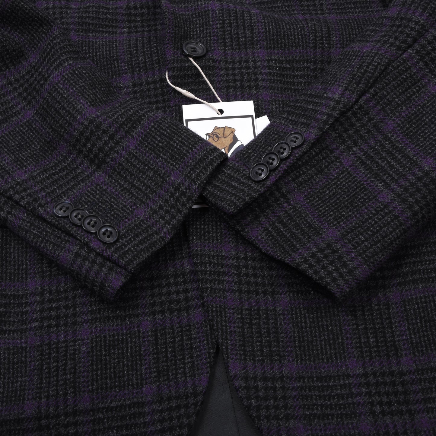Don Gil Woll-Kaschmir Sakko Gr. 46 Brust ca. 50cm - Lila Windowpane-Muster